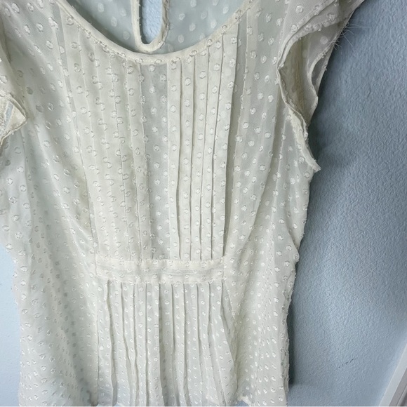 Tommy Hilfiger Tommy Girl Cream White Sheer Polka Dot Ruffle Blouse Medium - Picture 3 of 5